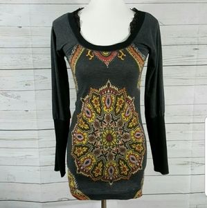 Free People Long Sleeve Mandala Top XS